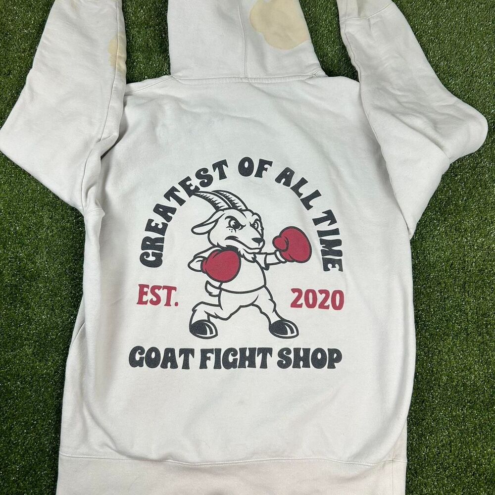 Goat-usa Men's White and Cream Hoodie